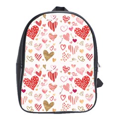 Beautiful Hearts Pattern Cute Cakes Valentine School Bag (large) by designsbymallika