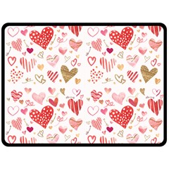 Beautiful Hearts Pattern Cute Cakes Valentine Fleece Blanket (large)  by designsbymallika