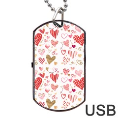 Beautiful Hearts Pattern Cute Cakes Valentine Dog Tag Usb Flash (two Sides) by designsbymallika