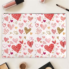 Beautiful Hearts Pattern Cute Cakes Valentine Cosmetic Bag (xxl) by designsbymallika