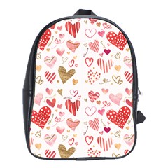 Beautiful Hearts Pattern Cute Cakes Valentine School Bag (xl) by designsbymallika