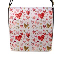 Beautiful Hearts Pattern Cute Cakes Valentine Flap Closure Messenger Bag (l) by designsbymallika