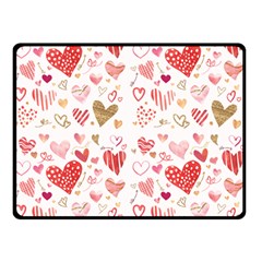 Beautiful Hearts Pattern Cute Cakes Valentine Double Sided Fleece Blanket (small)  by designsbymallika