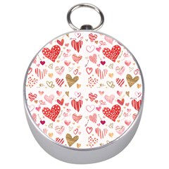 Beautiful Hearts Pattern Cute Cakes Valentine Silver Compasses by designsbymallika