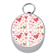 Beautiful Hearts Pattern Cute Cakes Valentine Mini Silver Compasses by designsbymallika