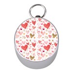 Beautiful Hearts Pattern Cute Cakes Valentine Mini Silver Compasses Front