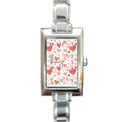 Beautiful Hearts Pattern Rectangle Italian Charm Watch by designsbymallika