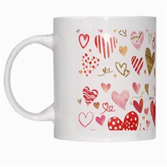 Beautiful Hearts Pattern White Mugs