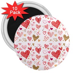 Beautiful Hearts Pattern 3  Magnets (10 Pack)  by designsbymallika