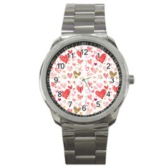 Beautiful Hearts Pattern Sport Metal Watch by designsbymallika