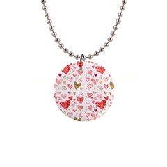 Beautiful Hearts Pattern 1  Button Necklace by designsbymallika