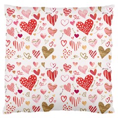 Beautiful Hearts Pattern Large Flano Cushion Case (one Side) by designsbymallika