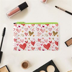 Beautiful Hearts Pattern Cosmetic Bag (xs) by designsbymallika