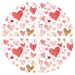 Beautiful Hearts Pattern Wooden Puzzle Round by designsbymallika