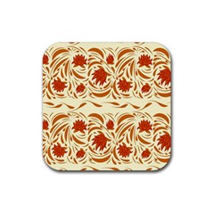 Ornamental Flowers Rubber Coaster (square)  by Eskimos