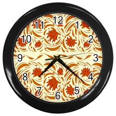 Ornamental Flowers Wall Clock (black) by Eskimos