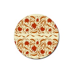 Ornamental Flowers Rubber Coaster (round)  by Eskimos