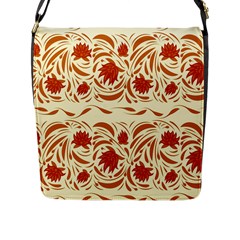 Ornamental Flowers Flap Closure Messenger Bag (l) by Eskimos