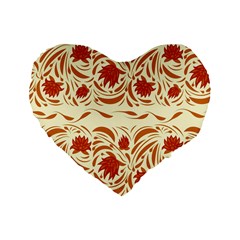 Ornamental Flowers Standard 16  Premium Flano Heart Shape Cushions by Eskimos