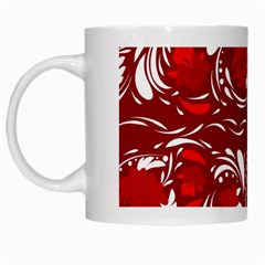 Red Ethnic Flowers White Mugs by Eskimos