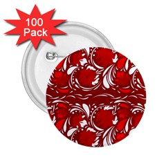 Red Ethnic Flowers 2 25  Buttons (100 Pack)  by Eskimos