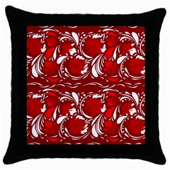 Red Ethnic Flowers Throw Pillow Case (black) by Eskimos