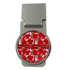 Red Ethnic Flowers Money Clips (round)  by Eskimos