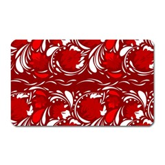 Red Ethnic Flowers Magnet (rectangular) by Eskimos