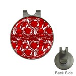 Red ethnic flowers Hat Clips with Golf Markers Front