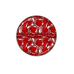 Red Ethnic Flowers Hat Clip Ball Marker by Eskimos