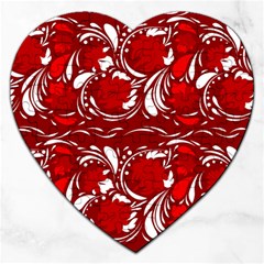 Red Ethnic Flowers Jigsaw Puzzle (heart) by Eskimos