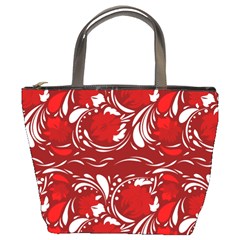 Red Ethnic Flowers Bucket Bag by Eskimos