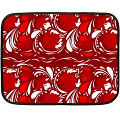 Red Ethnic Flowers Fleece Blanket (mini) by Eskimos