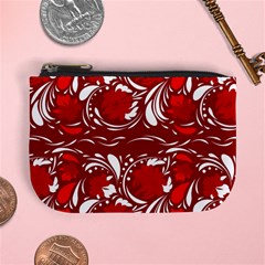 Red Ethnic Flowers Mini Coin Purse by Eskimos