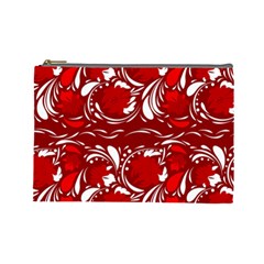 Red Ethnic Flowers Cosmetic Bag (large) by Eskimos