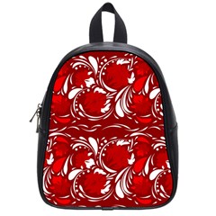 Red Ethnic Flowers School Bag (small) by Eskimos