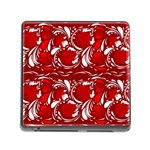 Red ethnic flowers Memory Card Reader (Square 5 Slot) Front