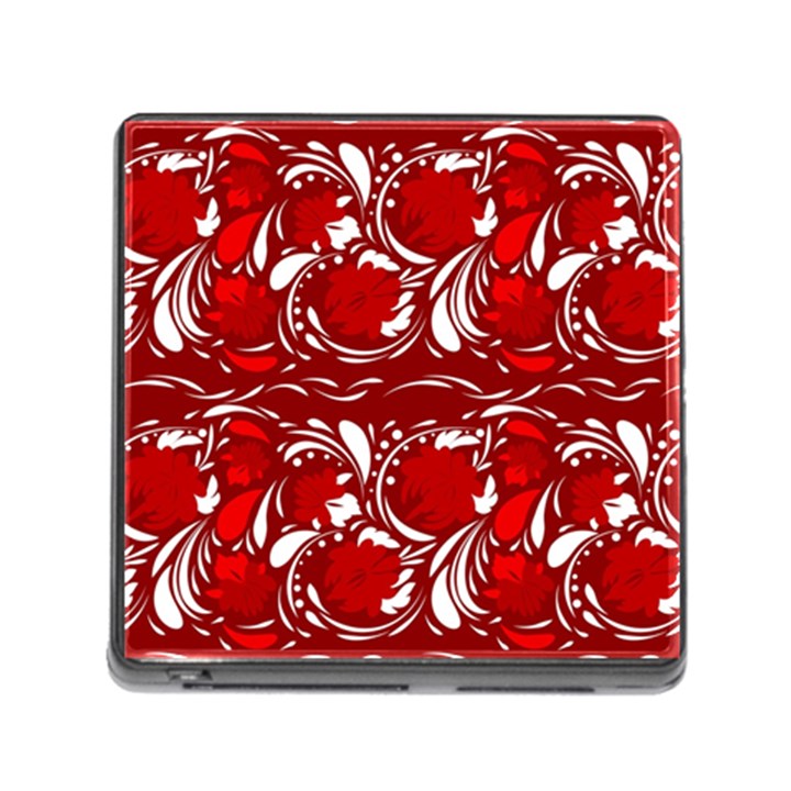 Red ethnic flowers Memory Card Reader (Square 5 Slot)