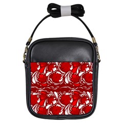 Red Ethnic Flowers Girls Sling Bag by Eskimos