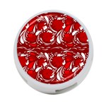 Red ethnic flowers 4-Port USB Hub (Two Sides) Front