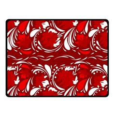 Red Ethnic Flowers Fleece Blanket (small) by Eskimos