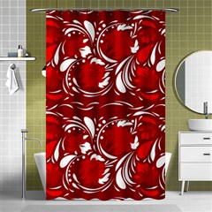 Red Ethnic Flowers Shower Curtain 48  X 72  (small)  by Eskimos