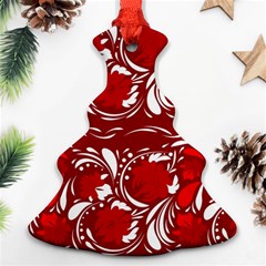 Red Ethnic Flowers Christmas Tree Ornament (two Sides) by Eskimos