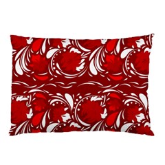 Red Ethnic Flowers Pillow Case (two Sides) by Eskimos