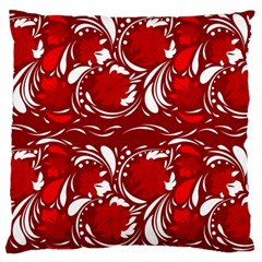 Red Ethnic Flowers Large Cushion Case (one Side) by Eskimos