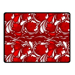 Red Ethnic Flowers Double Sided Fleece Blanket (small)  by Eskimos