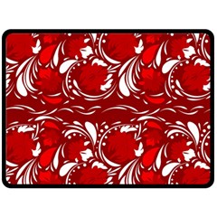 Red Ethnic Flowers Double Sided Fleece Blanket (large)  by Eskimos