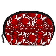 Red Ethnic Flowers Accessory Pouch (large) by Eskimos