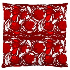 Red Ethnic Flowers Large Flano Cushion Case (two Sides) by Eskimos