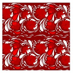 Red Ethnic Flowers Large Satin Scarf (square) by Eskimos